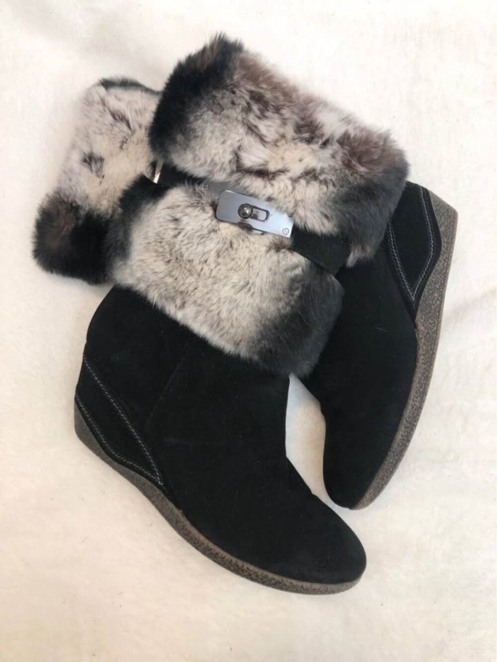 EUROPEAN WARM WINTER BOOTS/SUEDE WITH LEATHER AND FUR/SIZE 37